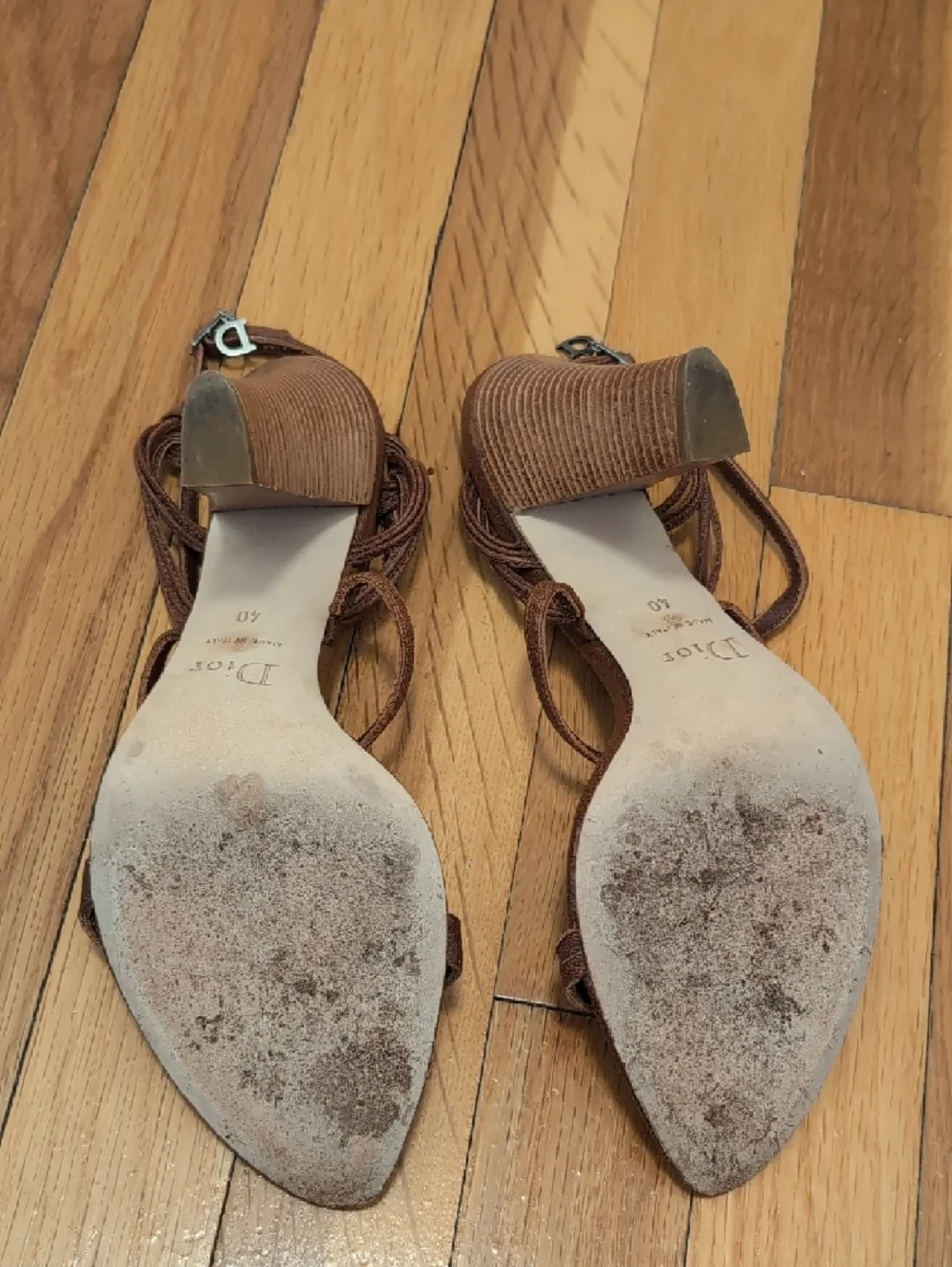 Dior Brown Leather Strapy High-Heel Sandals - Picture 11 of 13